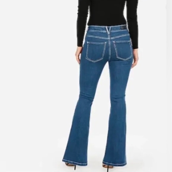 Express Jean Bell Flare Pin-tuck Seams Performance Stretch - Picture 3 of 5